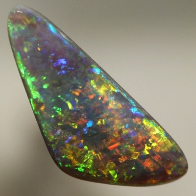 SOLID BLACK OPAL Sparkling gem fire, Floral Harlequin pattern. SEE VIDEO  